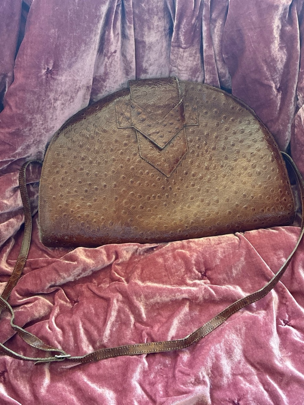 Paquetage Paris Vintage Textured Semi-Circle Leather bag
